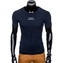 T-SHIRT MĘSKI Z NADRUKIEM S958 - GRANATOWY. Niebieskie t-shirty męskie marki Ombre Clothing, s, z nadrukiem. Za 29,00 zł.