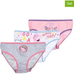 Majtki (3 pary) "Peppa Pig" w kolorze jasnoróżowym, szarym i białym. Szare majtki dziewczęce Paw Patrol, Disney, Star Wars & Co., z bawełny. W wyprzedaży za 17,95 zł.