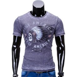 T-shirty męskie: T-SHIRT MĘSKI Z NADRUKIEM S668 – SZARY