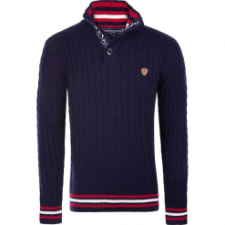 Sweter w kolorze granatowym. Niebieskie golfy męskie Giorgio di Mare, m, z aplikacjami, z bawełny. W wyprzedaży za 173,95 zł.