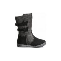 D-D-Step Kozaki Dziewczęce 25 Czarny. Czarne kozaki dziewczęce D-D-Step, bez wzorów, z materiału, na wysokim obcasie. Za 235,00 zł.