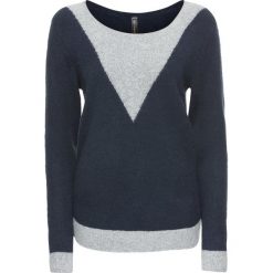 Swetry damskie: Sweter dzianinowy, dwukolorowy bonprix jasnoszary melanż – ciemnoniebieski