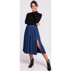 Spódnica rozkloszowana z rozcięciem denim - s/m. Spódniczki damskie s, z bawełny, długie, midi, rozkloszowane. Za 124,99 zł.