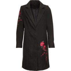 Płaszcz z haftem bonprix czarny. Czarne płaszcze damskie bonprix, z haftami. Za 139,99 zł.