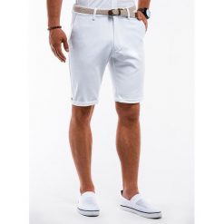 Krótkie spodenki męskie chino W230 - białe. Białe spodenki i szorty męskie Ombre Clothing, m, bez wzorów, z poliesteru, eleganckie, krótkie. Za 39,00 zł.