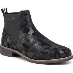 Sztyblety S.OLIVER - 5-25318-23 Black Camoufl. 014. Czarne kozaki damskie S.Oliver, ze skóry, bez obcasa, bez zapięcia. W wyprzedaży za 239,00 zł.