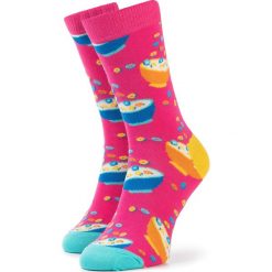 Skarpety Wysokie Unisex HAPPY SOCKS - SFRU01-3500 Kolorowy Różowy. Różowe skarpetki damskie w kolorowe wzory, z elastanu. Za 39,90 zł.