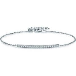 Srebrna bransoletka z elementem ozdobnym. Szare bransoletki damskie Tess Diamonds, Carat 1934 & Co., z materiału, z cyrkonią, srebrne. W wyprzedaży za 139,95 zł.