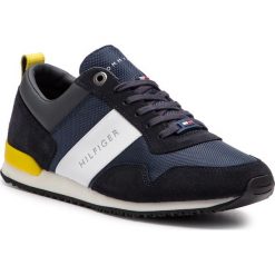 Sneakersy TOMMY HILFIGER - Iconic Material Mix Runner FM0FM02042 Midnight 403. Niebieskie sneakersy męskie TOMMY HILFIGER, na co dzień, bez wzorów, ze skóry, eleganckie, bez zapięcia. Za 399,00 zł.