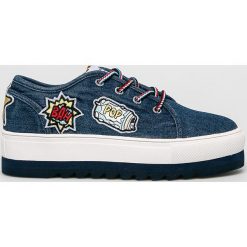 Pepe Jeans - Buty Otawa Curious. Niebieskie buty sportowe damskie Pepe Jeans, bez wzorów, z jeansu, sportowe. W wyprzedaży za 139,90 zł.