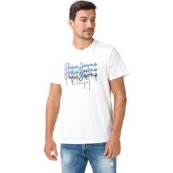 Pepe Jeans Moe Koszulka Biały. Białe podkoszulki męskie Pepe Jeans, m, z nadrukiem, z bawełny, bez kołnierzyka, z krótkim rękawem, krótkie. Za 130,95 zł.