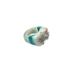 InspiRING Druza Agatu Turkusowy rozmiar 17. Niebieskie pierścionki damskie marki Brazi druse jewelry, z agatem. Za 270,00 zł.
