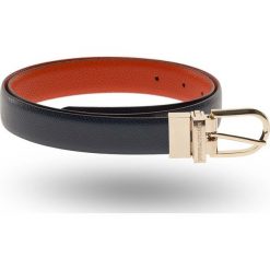 PASEK Emporio Armani. Niebieskie paski damskie Emporio Armani, w paski, ze skóry ekologicznej. Za 479,00 zł.