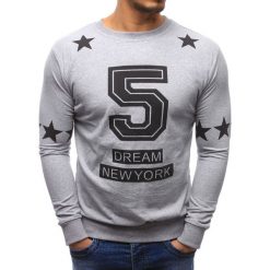 Bluzy męskie: Bluza męska z nadrukiem szara (bx1188)