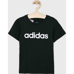 Adidas - T-shirt dziecięcy 110-176 cm. Czarne t-shirty chłopięce Adidas, z nadrukiem, z bawełny, bez rękawów. W wyprzedaży za 49,90 zł.