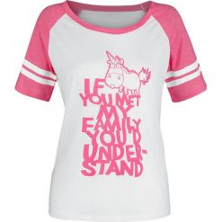 Minions Einhorn - My Family Koszulka damska biały/neonowo-różowy melanż. Różowe t-shirty damskie marki Minions, m, z nadrukiem. Za 32,90 zł.