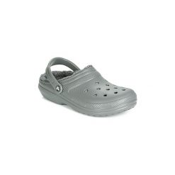 Chodaki Crocs CLASSIC LINED CLOG. Szare klapki damskie Crocs, bez wzorów, bez obcasa. Za 199,00 zł.