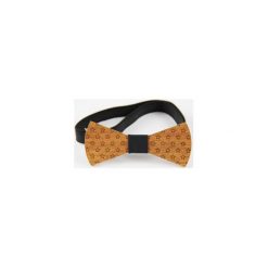 Mucha drewniana. Pomarańczowe muszki męskie marki The bow bow ties, w paski, z dzianiny. Za 99,00 zł.