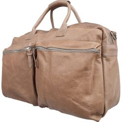 Torebki klasyczne damskie: Skórzana torba w kolorze szarobrązowym – 51 x 32 x 16 cm
