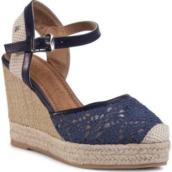 Espadryle REFRESH - 69568 Navy. Niebieskie espadryle damskie Refresh, bez wzorów, ze skóry ekologicznej, bez obcasa, na obcasie. Za 189,00 zł.