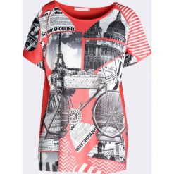 Koralowy T-shirt Shine a Light. Pomarańczowe bluzki damskie marki Born2be, l. Za 19,99 zł.