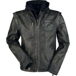 Kurtki męskie bomber: Volbeat EMP Signature Collection Kurtka skórzana czarny/brązowy