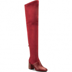 Muszkieterki CARINII - B4456 J68-L92-000-C99. Czerwone buty zimowe damskie Carinii, z materiału, na obcasie. W wyprzedaży za 319,00 zł.