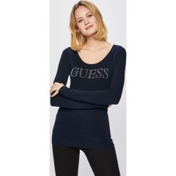 Guess Jeans - Sweter. Niebieskie swetry damskie marki Guess Jeans, s, z aplikacjami, z elastanu, bez rękawów, bez kaptura. Za 319,90 zł.