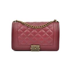 Torebki klasyczne damskie: Skórzana torebka w kolorze bordowym – (S)26,5 x (W)18 x (G)8,5 cm