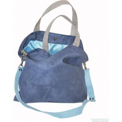 Torebki klasyczne damskie: Torba hobo XXL – kobalt, szarość, błękit