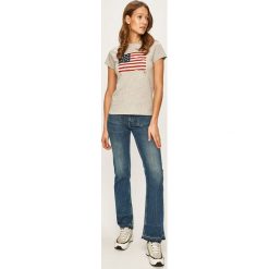 Polo Ralph Lauren - T-shirt. Szare bluzki damskie Polo Ralph Lauren, s, z aplikacjami, z bawełny, z okrągłym kołnierzem. Za 299,90 zł.
