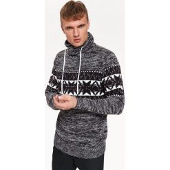 GOLF Z NORWESKIM WZOREM. Szare swetry męskie Top Secret, na zimę, xxl, bez wzorów, z dzianiny, z golfem, bez kaptura. W wyprzedaży za 49,99 zł.