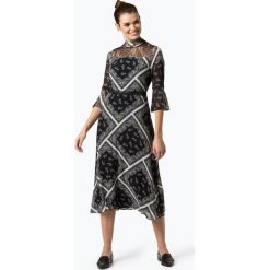 Comma - Sukienka damska z domieszką jedwabiu, czarny. Czarne sukienki damskie marki comma, bez wzorów, eleganckie, bez kołnierzyka, bez rękawów, midi. Za 899,95 zł.
