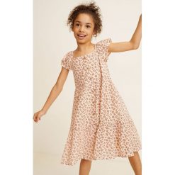 Mango Kids - Sukienka dziecięca Margaret 110-164 cm. Białe sukienki dziewczęce Mango Kids, bez wzorów, z bawełny, casualowe, z krótkim rękawem, krótkie, midi, rozkloszowane. Za 129,90 zł.