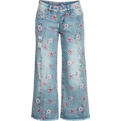 Dżinsy culotte bonprix niebieski "bleached”. Niebieskie jeansy damskie bonprix, z jeansu. Za 119,99 zł.