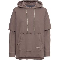 Bluza z kapturem 2 w 1 bonprix brązowy. Brązowe bluzy z kapturem damskie bonprix. Za 99,99 zł.