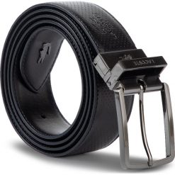 Pasek Męski LACOSTE - RC4002 Black 000. Czarne paski męskie Lacoste, w paski, ze skóry. Za 349,00 zł.