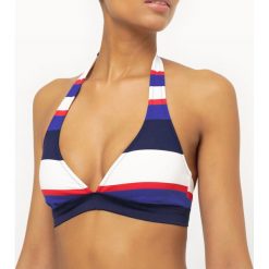 Stroje dwuczęściowe damskie: Góra od kostiumu kąpielowego typu halter bikini, w paski
