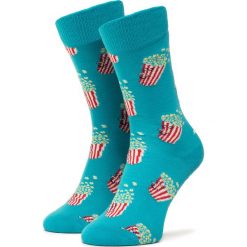 Skarpety Wysokie Unisex HAPPY SOCKS - POP01-6700 Niebieski. Niebieskie skarpetki damskie Happy Socks, bez wzorów, z elastanu. Za 39,90 zł.
