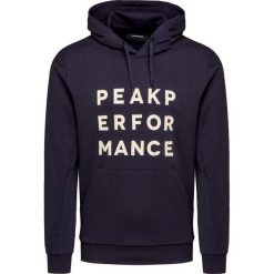Bluza PEAK PERFORMANCE GROUND HOODIE. Niebieskie bluzy męskie Peak Performance, z nadrukiem, z bawełny, klasyczne, z kapturem, bez rękawów, z kapturem. W wyprzedaży za 315,00 zł.