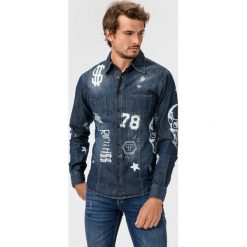 Philipp Plein Idol Koszula Niebieski. Niebieskie koszule męskie Philipp Plein, l, z nadrukiem, z bawełny, bez kołnierzyka, z długim rękawem. Za 2411,95 zł.