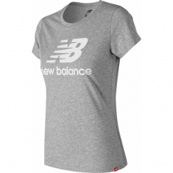 New Balance WT91546AG. Szare podkoszulki damskie marki New Balance, xs, bez wzorów, z bawełny, z klasycznym kołnierzykiem. Za 99,99 zł.