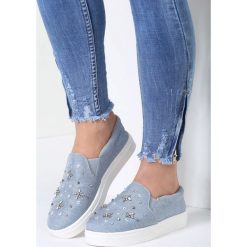 Trampki damskie slip on: Niebieskie Slip On Barcode