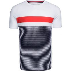 T-shirt NAPAPIJRI SAFI. Białe t-shirty męskie Napapijri, w paski, z bawełny, z okrągłym kołnierzem. W wyprzedaży za 204,00 zł.