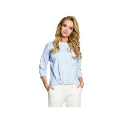 M315 Bluza z gumką z przodu błękitna. Niebieskie bluzy damskie Moe, s, bez wzorów, z elastanu, z krótkim rękawem, krótkie, bez kaptura. Za 109,00 zł.