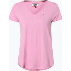 Tommy Jeans - T-shirt damski, różowy. Różowe t-shirty damskie Tommy Jeans, m, z aplikacjami, z jeansu, bez kołnierzyka. Za 139,95 zł.