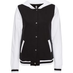 Bluzy rozpinane damskie: Bluza dresowa rozpinana "college" bonprix czarno-biały