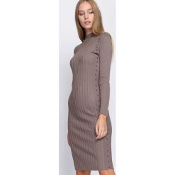 Khaki Sukienka Young Night. Brązowe sukienki dzianinowe Born2be, na jesień, l. Za 79,99 zł.