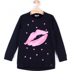 Koszulka. Czarne bluzki dziewczęce bawełniane LIPS, z długim rękawem. Za 39,90 zł.