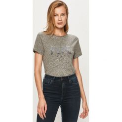 Pepe Jeans - T-shirt Mirilla. Szare bluzki damskie Pepe Jeans, s, z aplikacjami, z bawełny, casualowe, z okrągłym kołnierzem, z krótkim rękawem. W wyprzedaży za 89,90 zł.